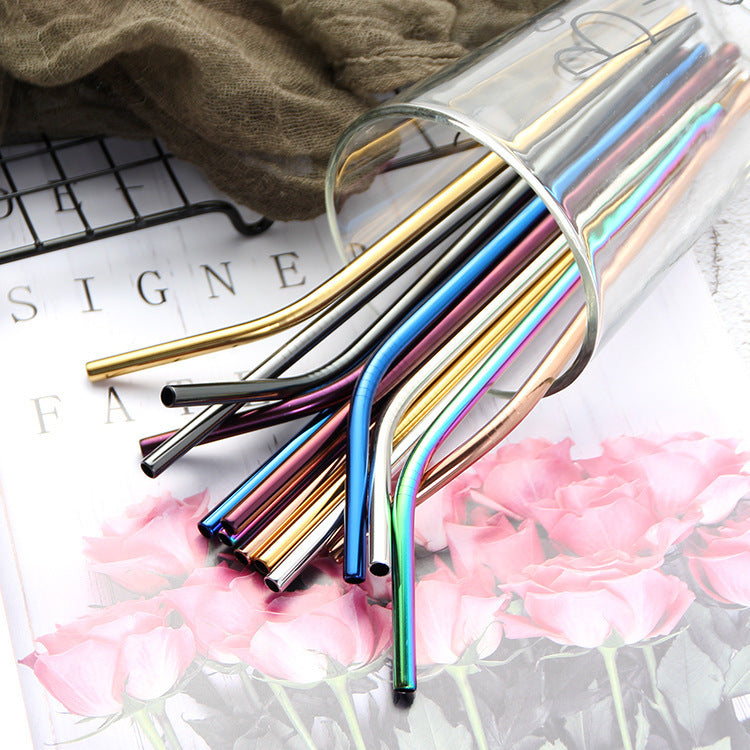 Eco-Friendly Stainless Steel Reusable Metal Straws with Cleaning Brushes