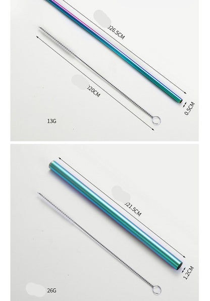 Eco-Friendly Stainless Steel Reusable Metal Straws with Cleaning Brushes