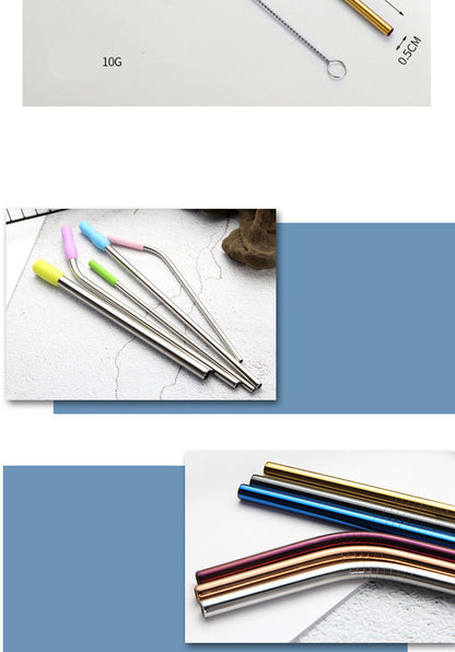 Eco-Friendly Stainless Steel Reusable Metal Straws with Cleaning Brushes