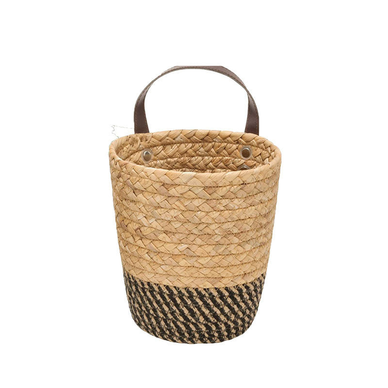 Natural Beige Hanging Storage Basket - Eco-Friendly Woven Straw Organizer