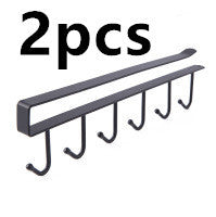 Space-Saving Under-Shelf Mug Holder - Black Metal Hook Rack