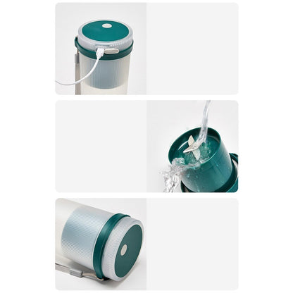Portable Mini Juicer Blender - Light Pink with Blue Lid