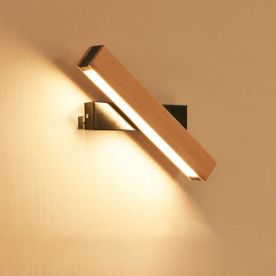 Eco-Friendly Wall-Mounted Light Fixture - Natural Wood & Black Accents