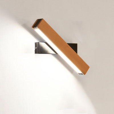 Eco-Friendly Wall-Mounted Light Fixture - Natural Wood & Black Accents