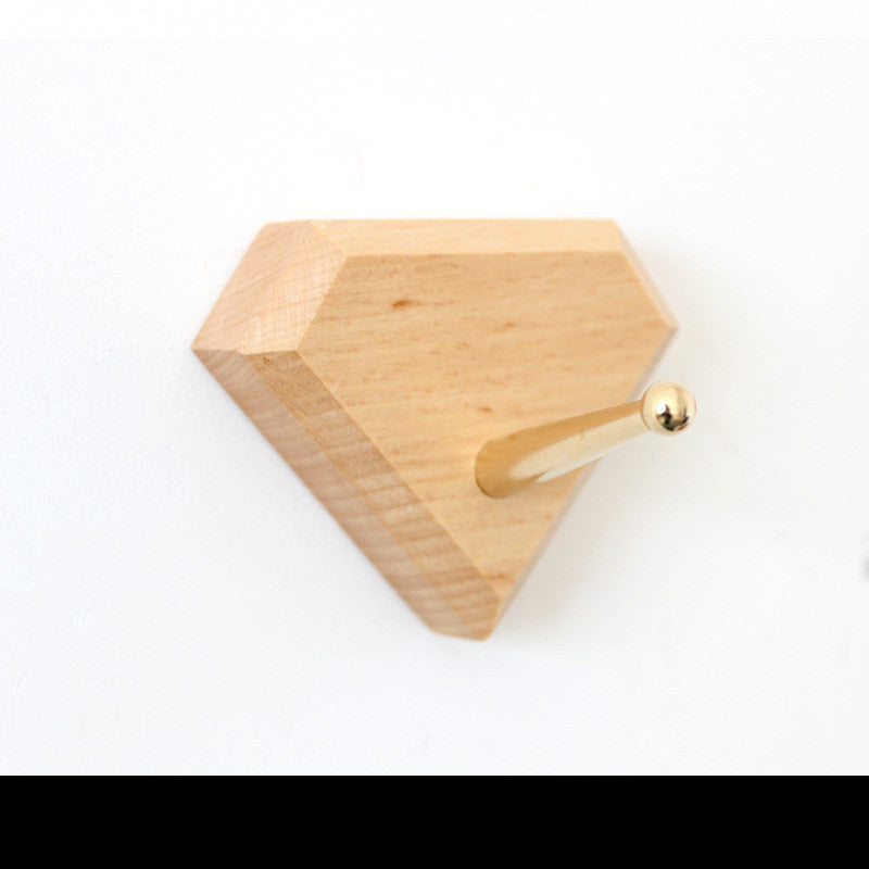 Natural Wood Wall Hook with Gold Accent