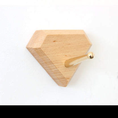Natural Wood Wall Hook with Gold Accent