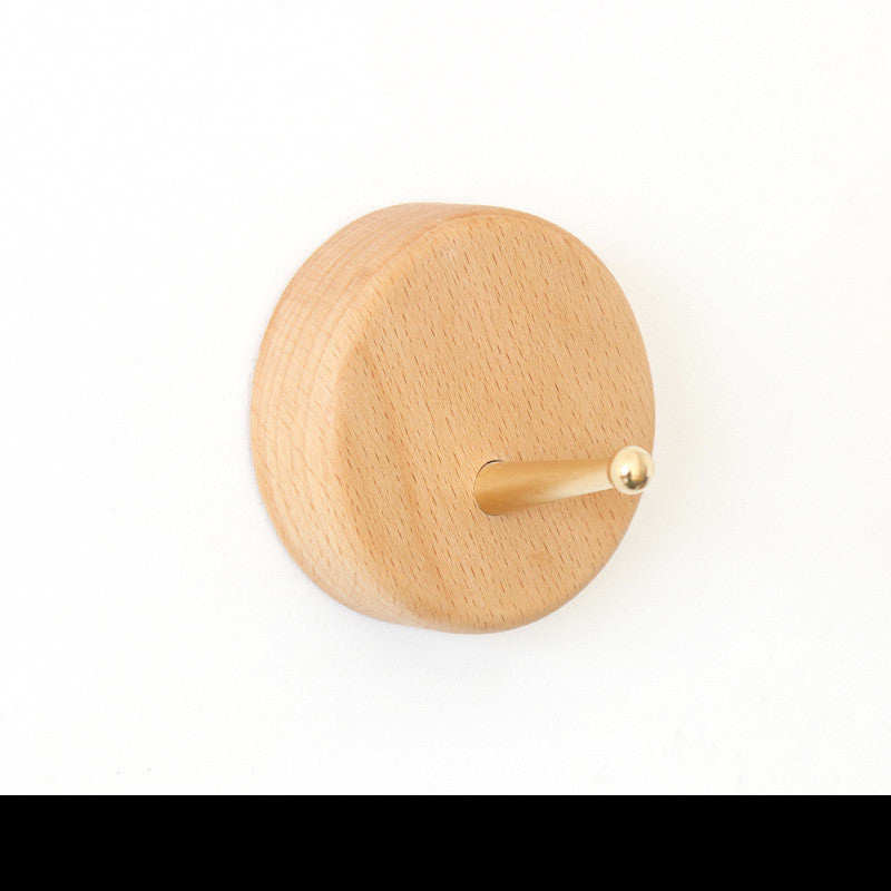 Natural Wood Wall Hook with Gold Accent