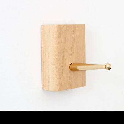 Natural Wood Wall Hook with Gold Accent