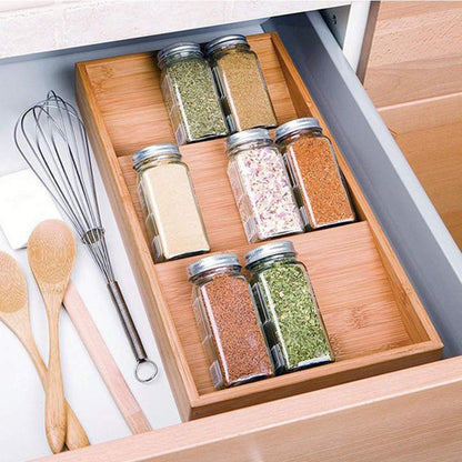 Bamboo Spice Rack Drawer Insert - Eco-Friendly Kitchen Organizer