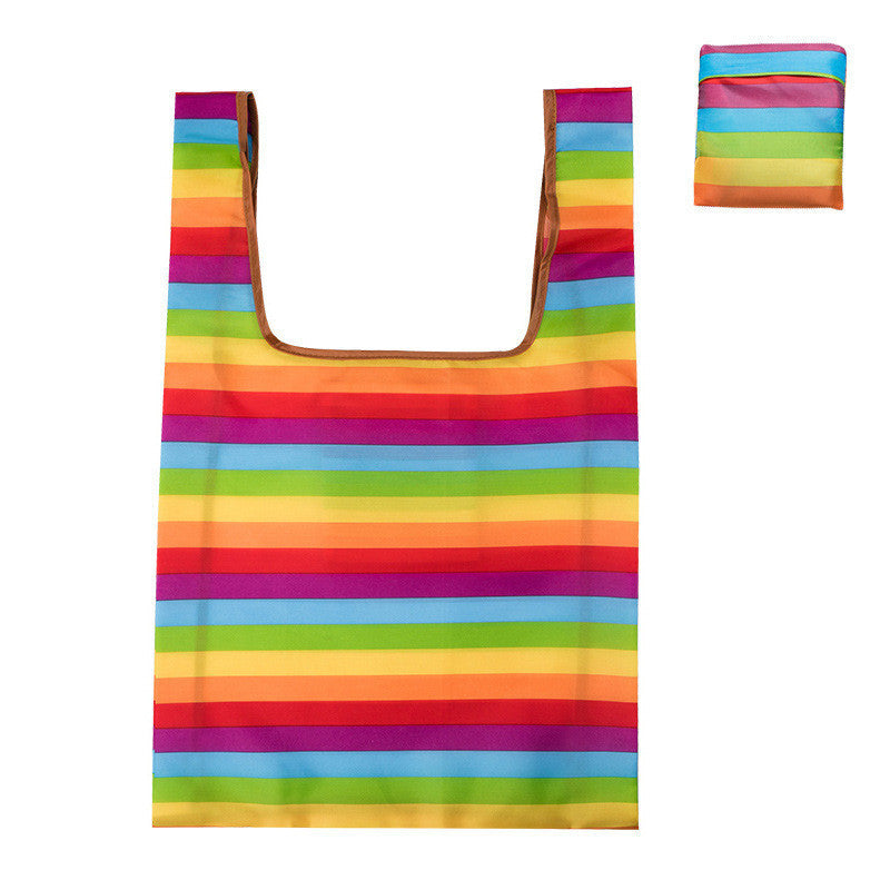 Eco-Friendly Waterproof Folding Shopping Bag - Rainbow Stripes