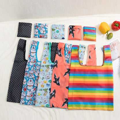 Eco-Friendly Waterproof Folding Shopping Bag - Rainbow Stripes