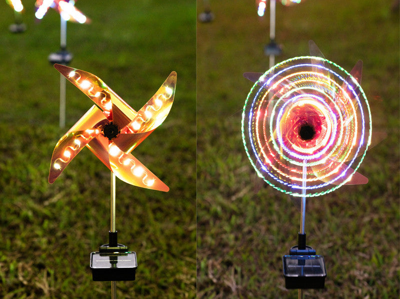 Solar-Powered Multicolored LED Pinwheel Garden Lights