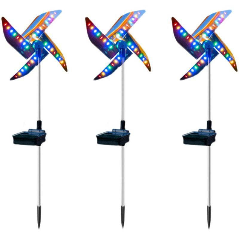 Solar-Powered Multicolored LED Pinwheel Garden Lights