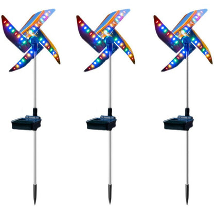Solar-Powered Multicolored LED Pinwheel Garden Lights