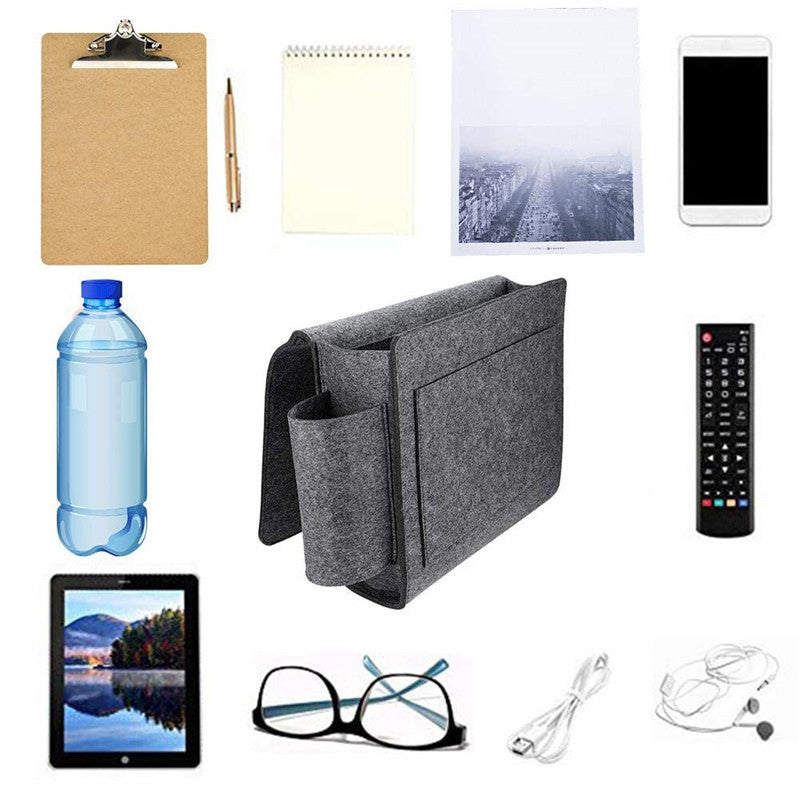 Gray Felt Storage Caddy Organizer with Multiple Pockets