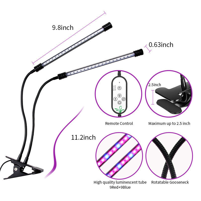 Dual-Head LED Grow Light for Indoor Plants - Energy Efficient & Flexible Design