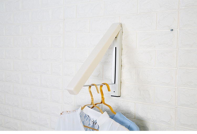 Space-Saving Folding Retractable Clothes Rack - Wall-Mounted, White