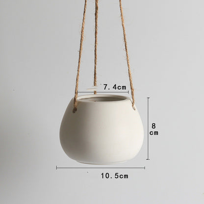 Eco-Friendly Light Pink Ceramic Hanging Planter