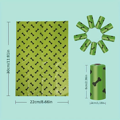 Eco-Friendly Degradable Pet Waste Bags with Dispenser - Green & Black