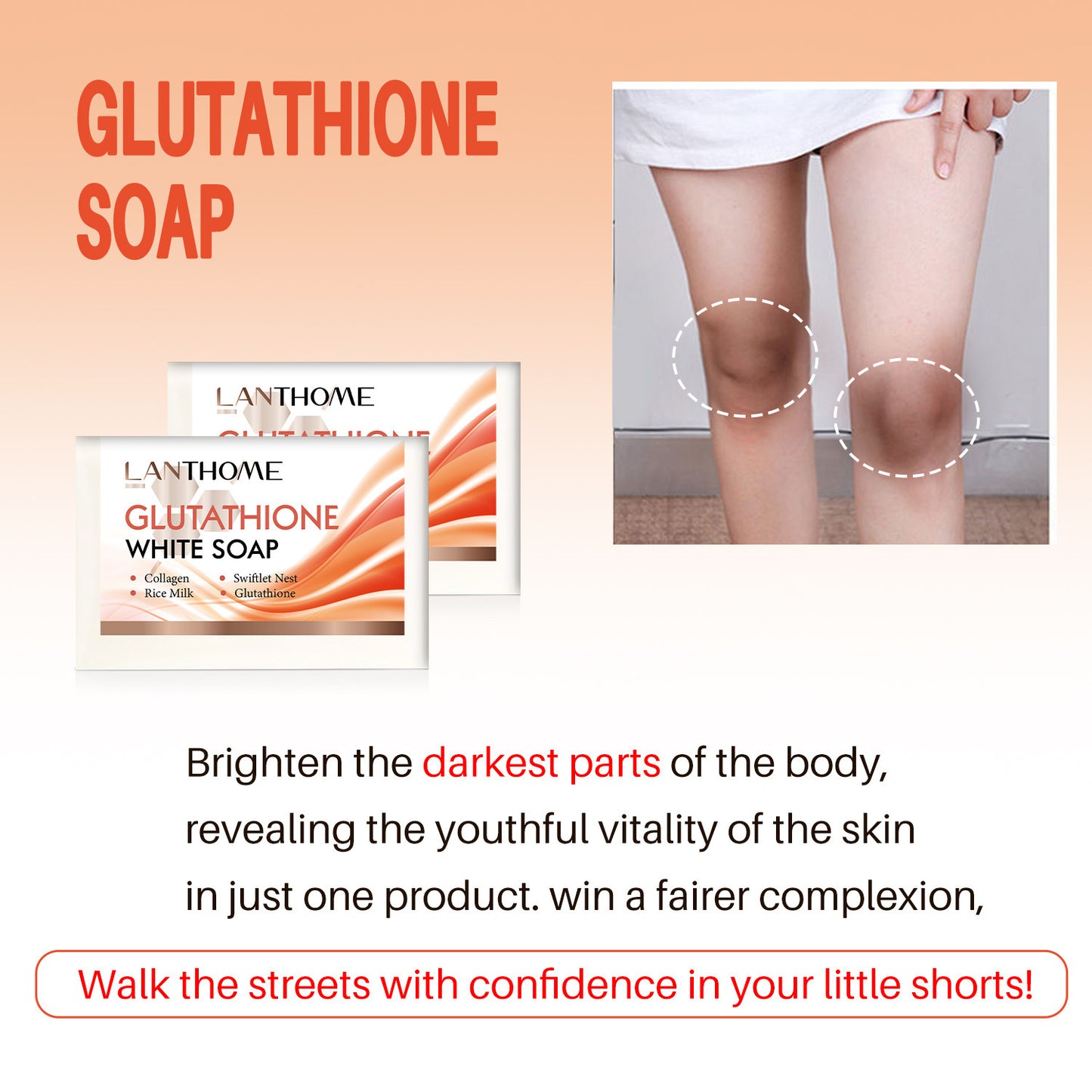 Natural Glutathione White Soap Bar for Skin Whitening and Exfoliation