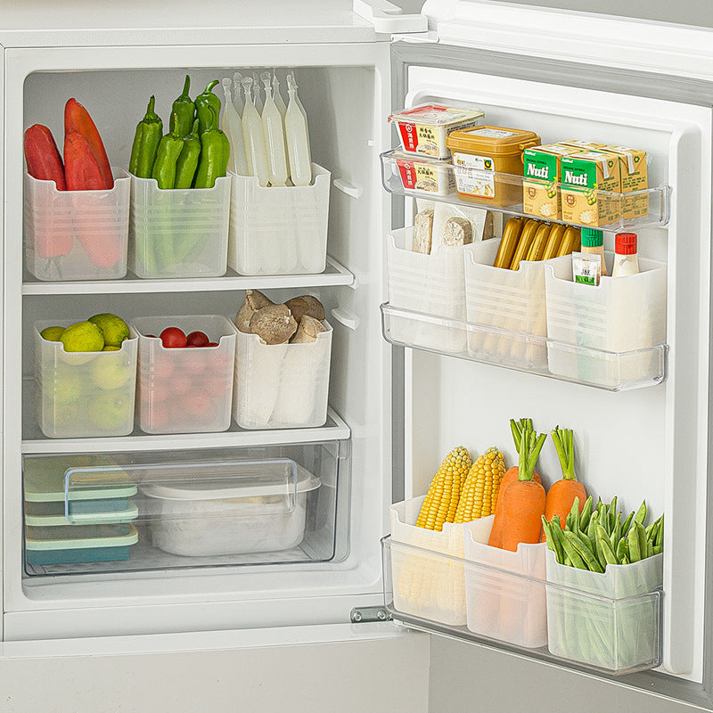 Transparent Refrigerator Storage Bins with Colored Edges for Efficient Organization
