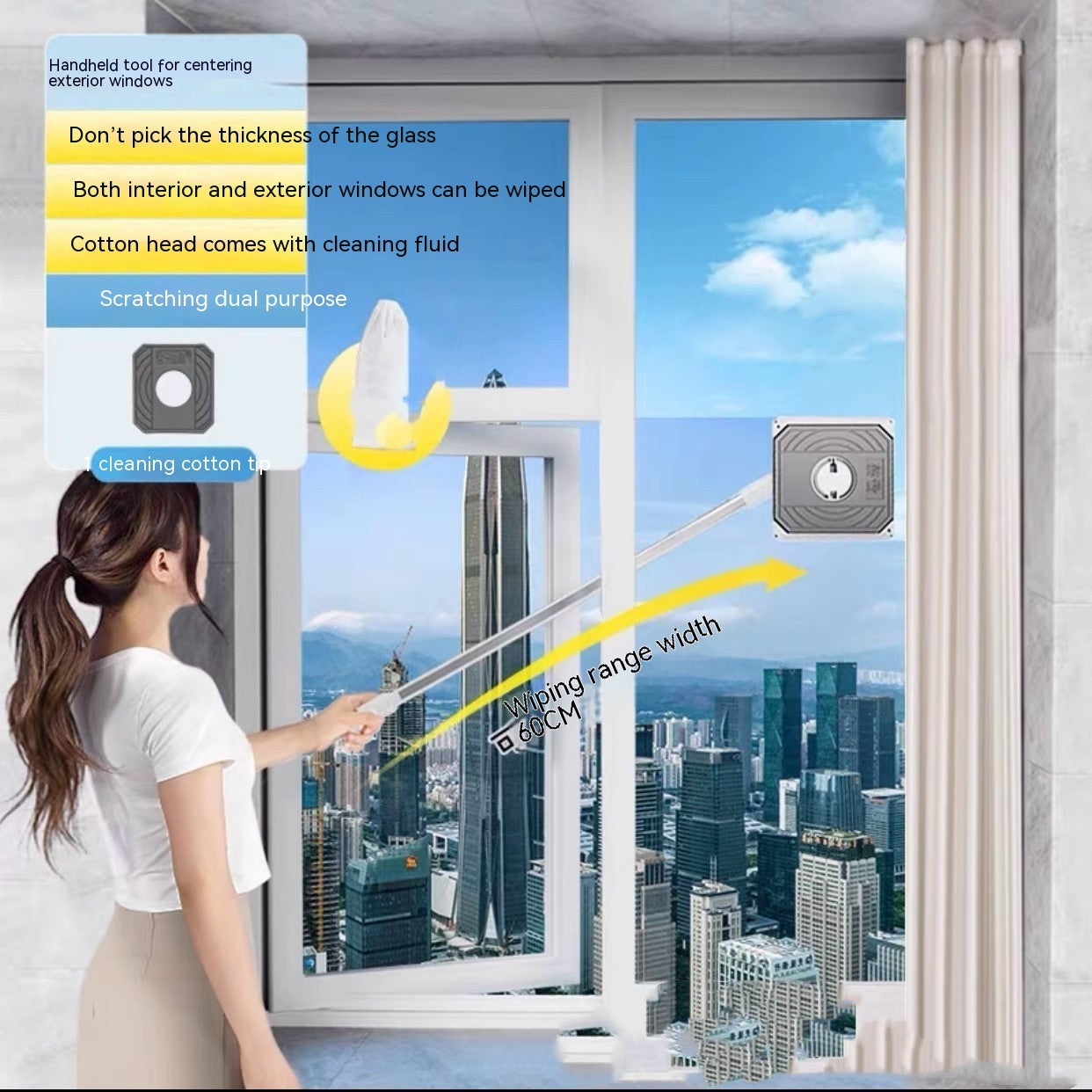 Eco-Friendly Double-Sided Glass Wiper for High Rise Windows