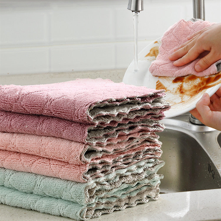 Eco-Friendly Reusable Cleaning Cloths in Pink, Green, and Beige