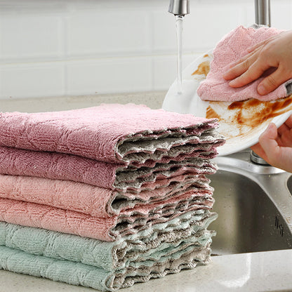 Eco-Friendly Reusable Cleaning Cloths in Pink, Green, and Beige