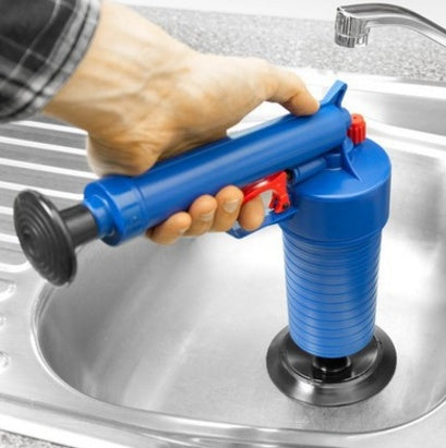 Eco-Friendly Reusable Drain Plunger with Blue, Black, and Red Accents