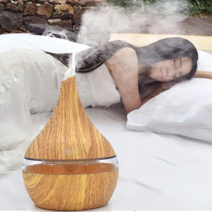 Ultrasonic Teardrop Essential Oil Diffuser with Wood Grain Finish