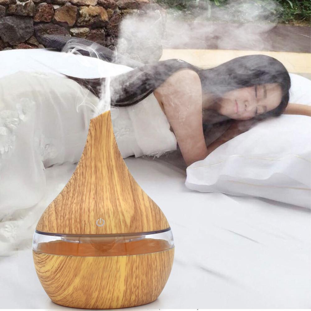 Ultrasonic Teardrop Essential Oil Diffuser with Wood Grain Finish
