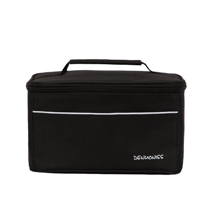 Eco-Friendly Picnic Bag - Blue Canvas with Brown Accents