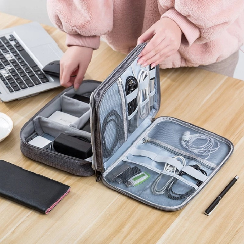 Eco-Friendly Gray Rectangular Cable Organizer Bag