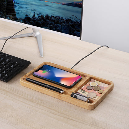 Bamboo Wireless Charging Station & Desk Organizer
