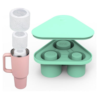 Eco-Friendly Silicone Ice Cube Tray - Triangular Shape, Green & Pink