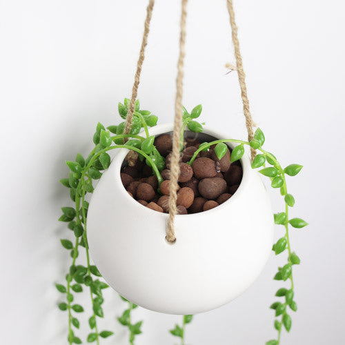 Eco-Friendly Light Pink Ceramic Hanging Planter