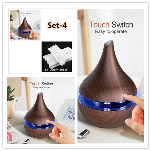Ultrasonic Teardrop Essential Oil Diffuser with Wood Grain Finish