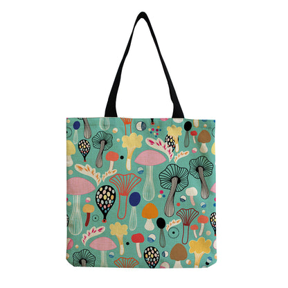Cartoon Mushroom One Shoulder Reusable Tote Bag