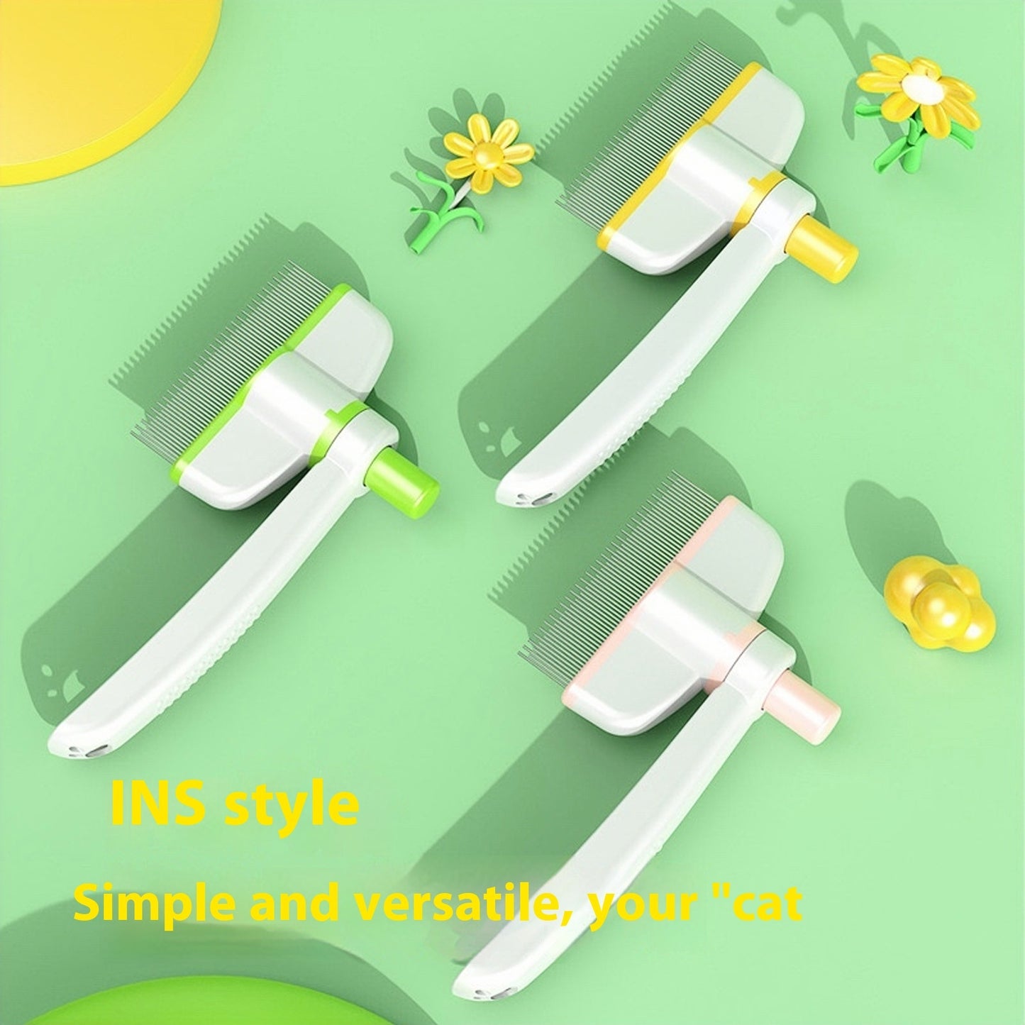 Rotating Pet Grooming Brush for Easy Shedding Control