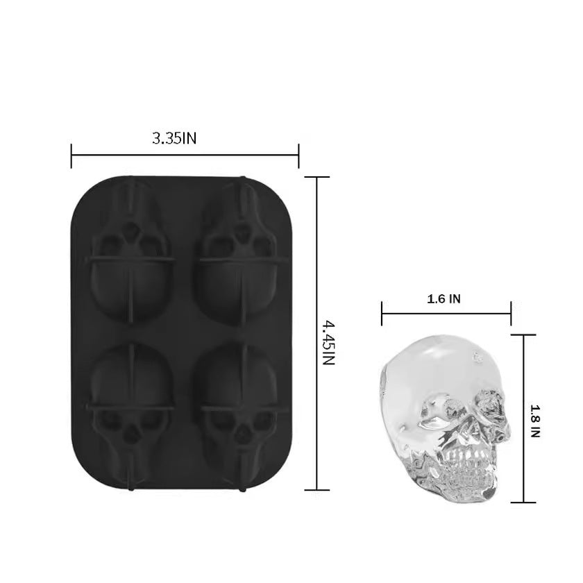 Skull Ice Cube Mold - Reusable Silicone Skull-Shaped Ice Tray