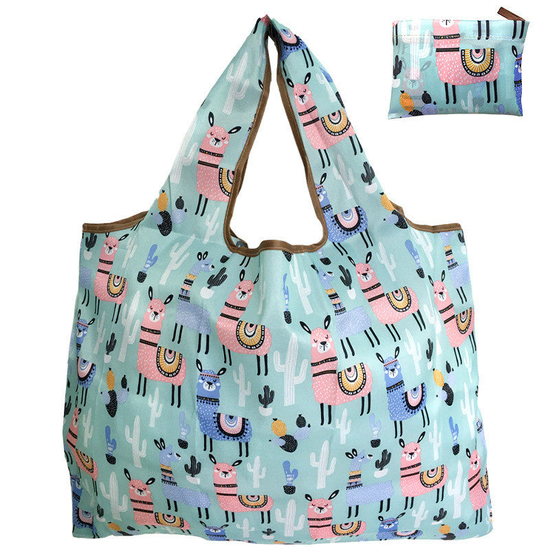 Eco-Friendly Reusable Shopping Bag with Llama Print