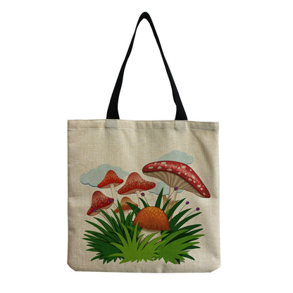 Cartoon Mushroom One Shoulder Reusable Tote Bag