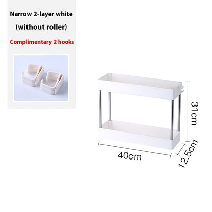 Space-Saving White Rolling Storage Cart