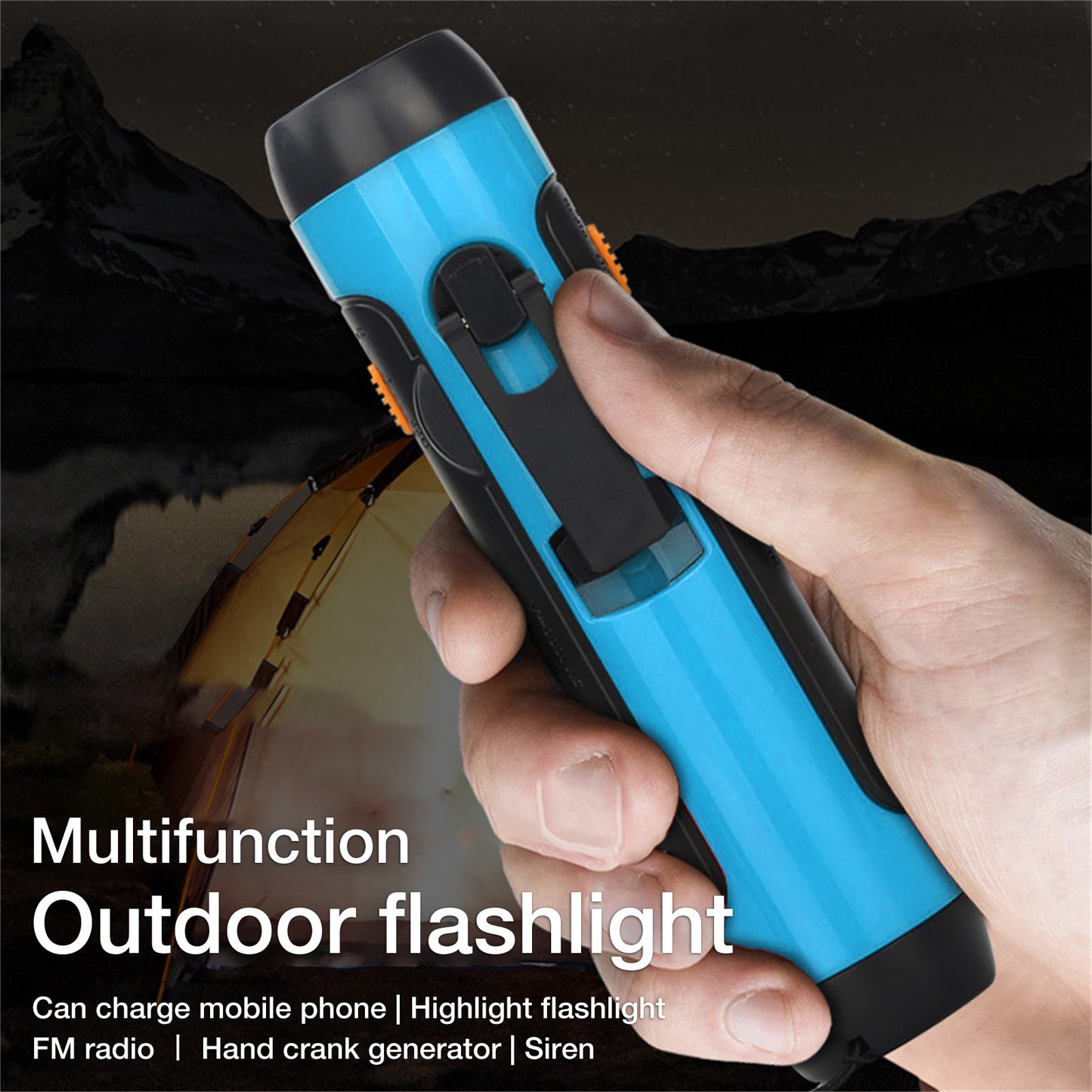 Multifunction Hand Crank Flashlight with Radio and Siren