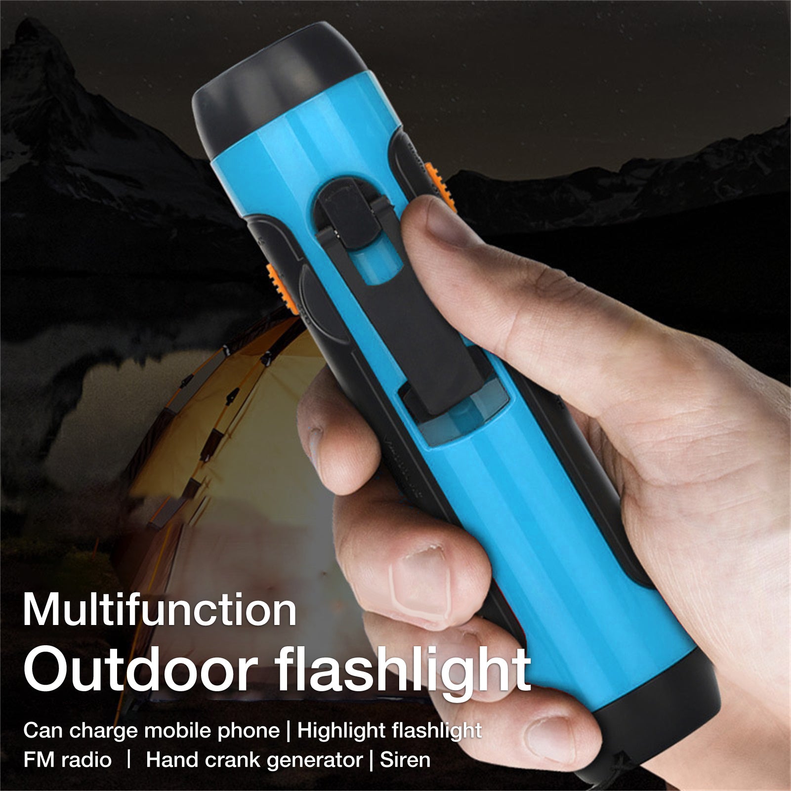 Multifunction Hand Crank Flashlight with Radio and Siren