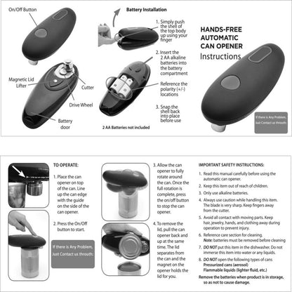 One-Touch Electric Can Opener (Hands-Free, Portable)
