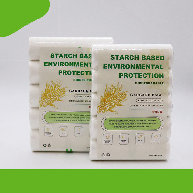 Eco-Friendly Biodegradable Garbage Bags - Starch-Based, Green & White