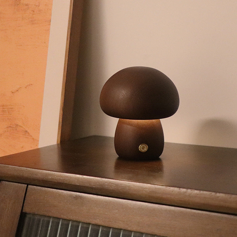 Eco-Friendly Wooden Mushroom Table Lamp