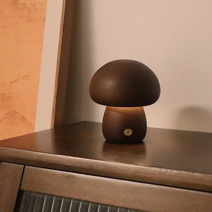 Eco-Friendly Wooden Mushroom Table Lamp