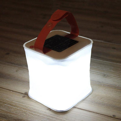 Solar-Powered Cube Lantern with Orange Handle